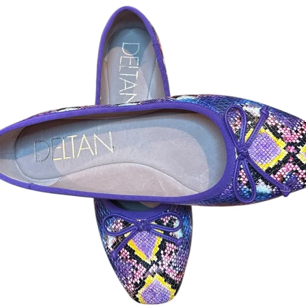 Deltan Vibrant Multicolor faux Snakeskin Loafers NWOT - Picture 5 of 5